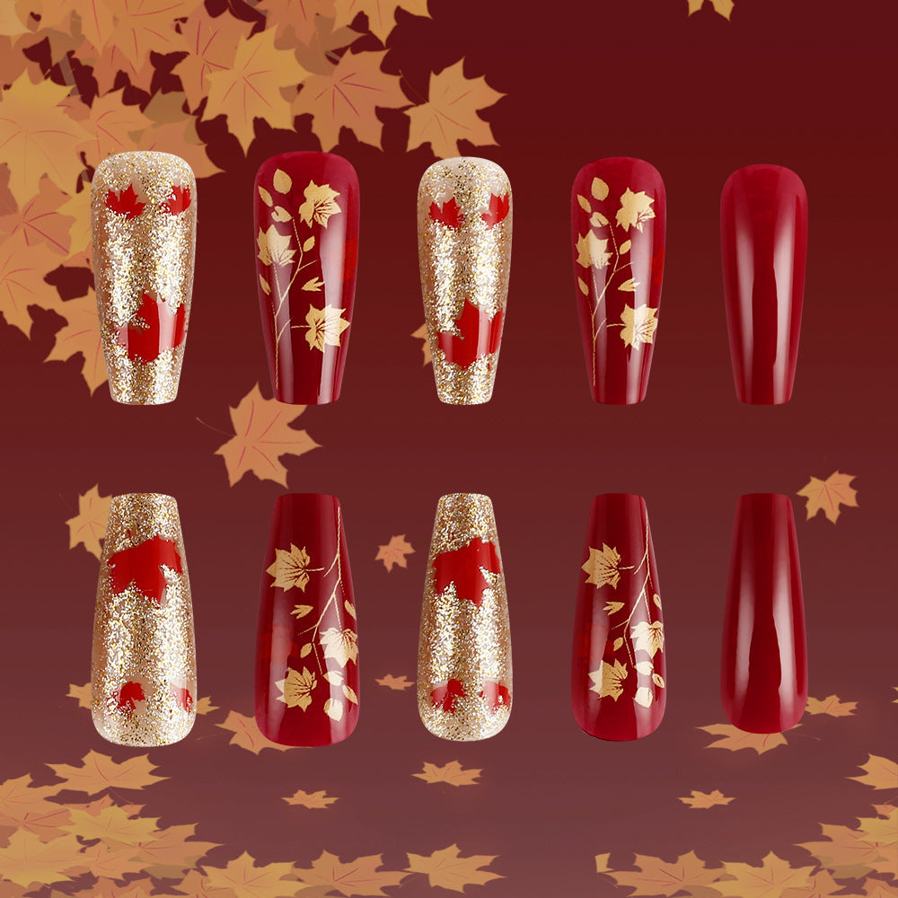 Artistic Fall-Themed Press-On Nail Art Stornfield