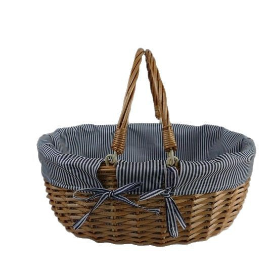 Women braided basket with striped inner lining Stornfield