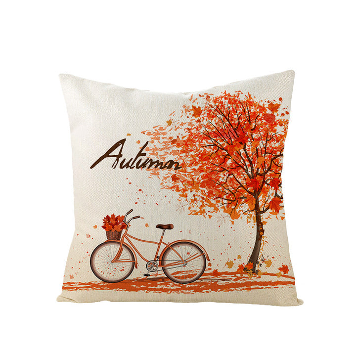 Autumn Linen-Blend Square Throw Pillow Cover with Hidden Zipper and 'Hello Autumn' Script
