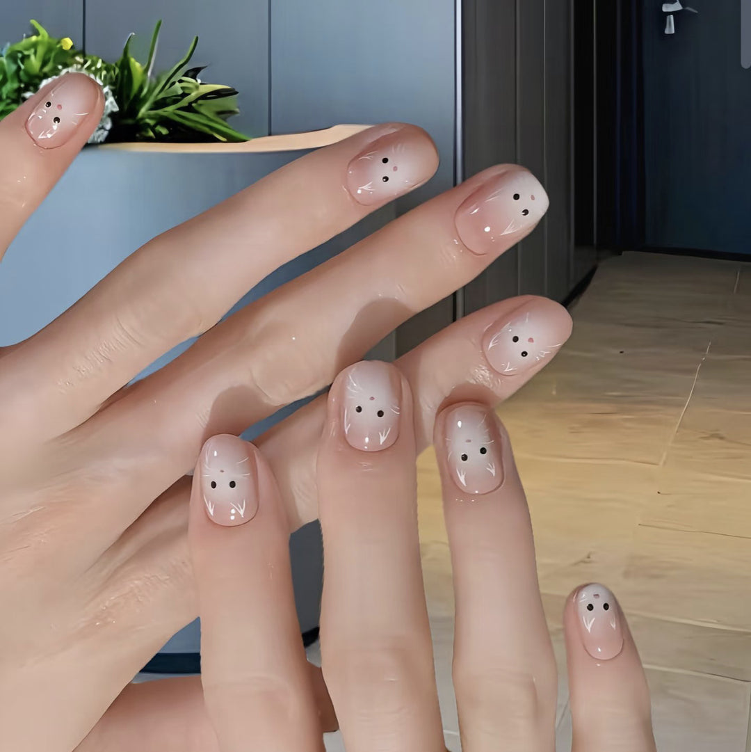 Whimsical Cat-Themed Press-On Nail Art Set Stornfield