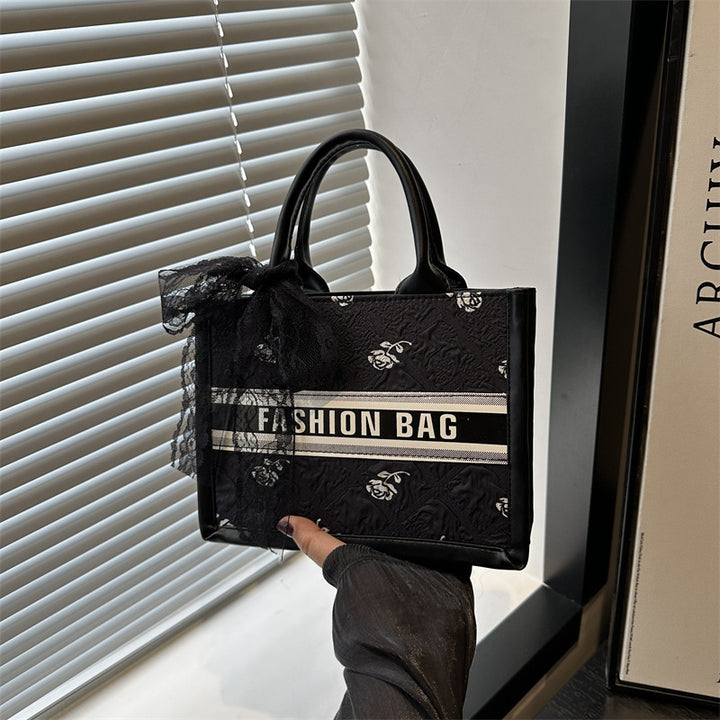 Fashionable Tote Bag with Lace Detail