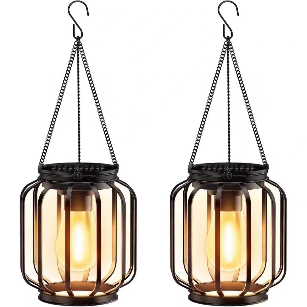 Vintage Hanging Metal Lantern Pendant With Edison-Style Bulb Cage And Adjustable Chain Stornfield