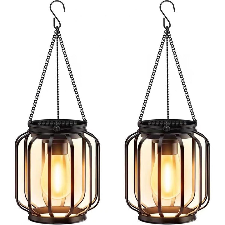 Vintage Hanging Metal Lantern Pendant With Edison-Style Bulb Cage And Adjustable Chain Stornfield