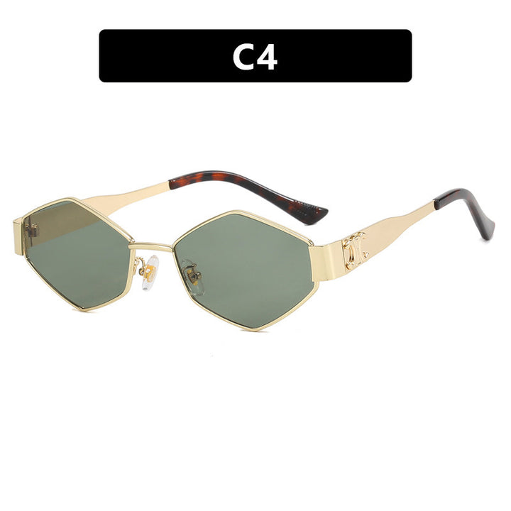 Women's hexagonal designer sunglasses with innovative metal frame Stornfield