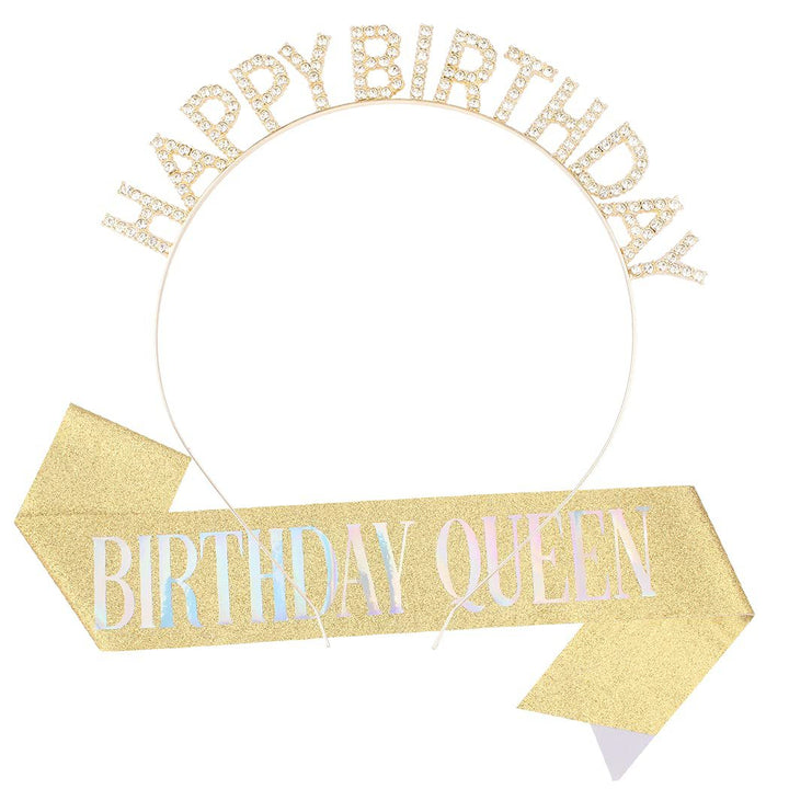 Ladies Glittering Headband with "Happy Birthday" Inscription Stornfield
