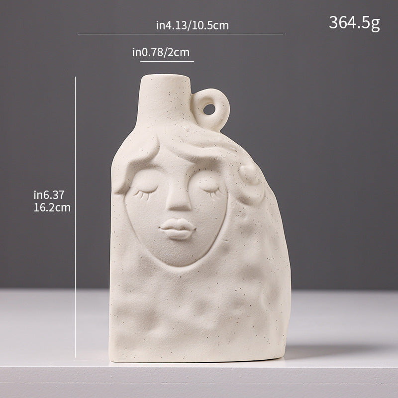 Artistic Face-Shaped Ceramic Vase