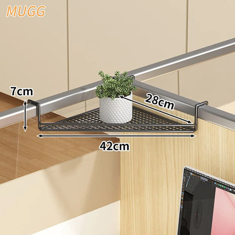 Over-Partition Mesh Hanging Shelf Organizer for Desk Cubicle with Metal Hooks