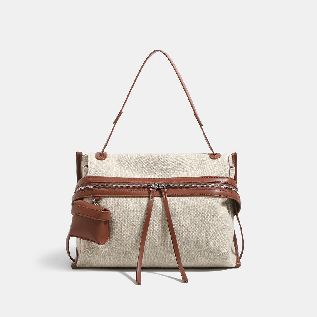 Versatile Canvas Tote Bag with Leather Accents