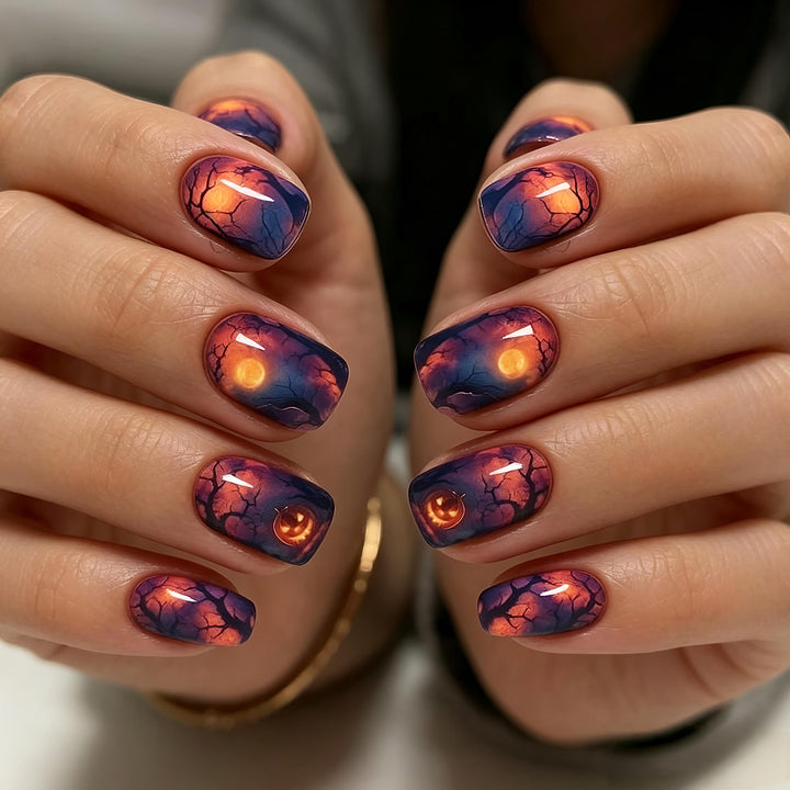 Creative artificial nails with celestial moon and star motif Stornfield