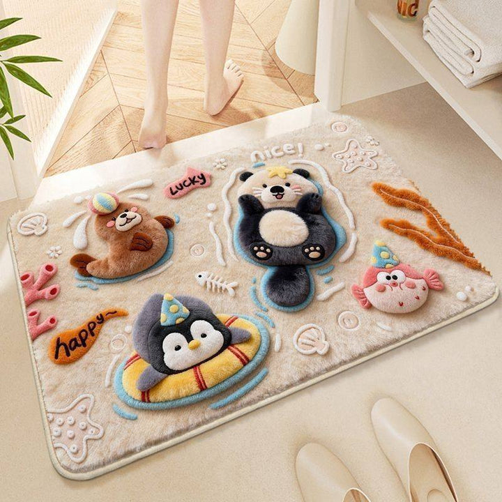 Plush Puppy-Themed Bathroom Mat