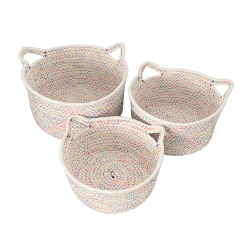 Women's Round Woven Storage Basket with Practical Handles Stornfield