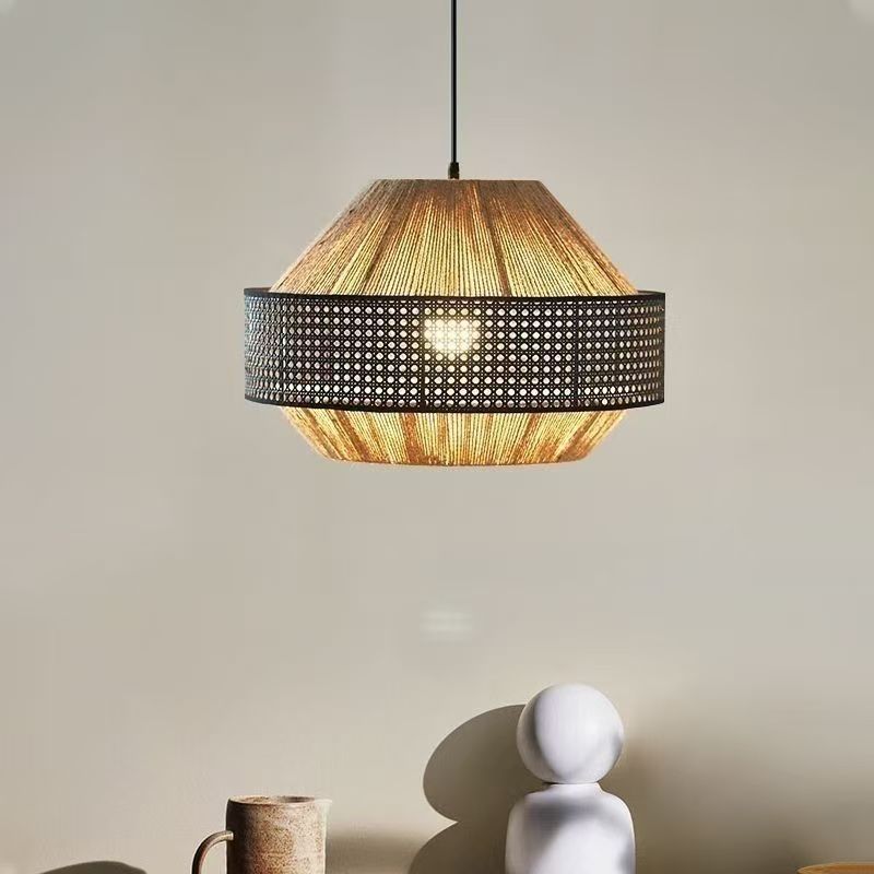 Woven Rattan Drum Pendant Light