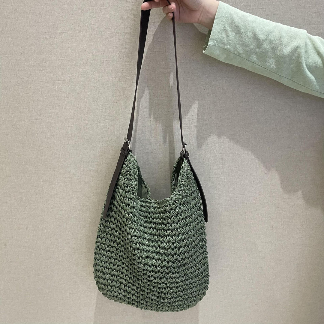 Handcrafted macrame shoulder bag with leather straps Stornfield