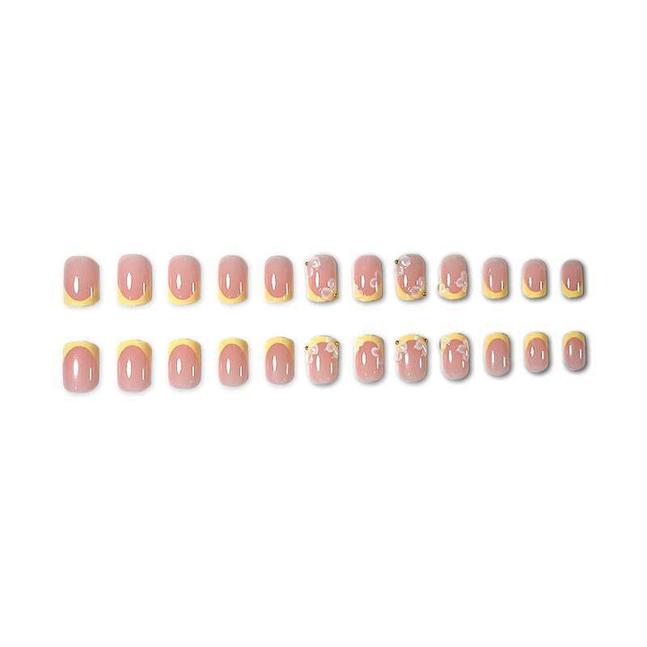 Decorative Press-On Nail Art Set with Floral Accents Stornfield