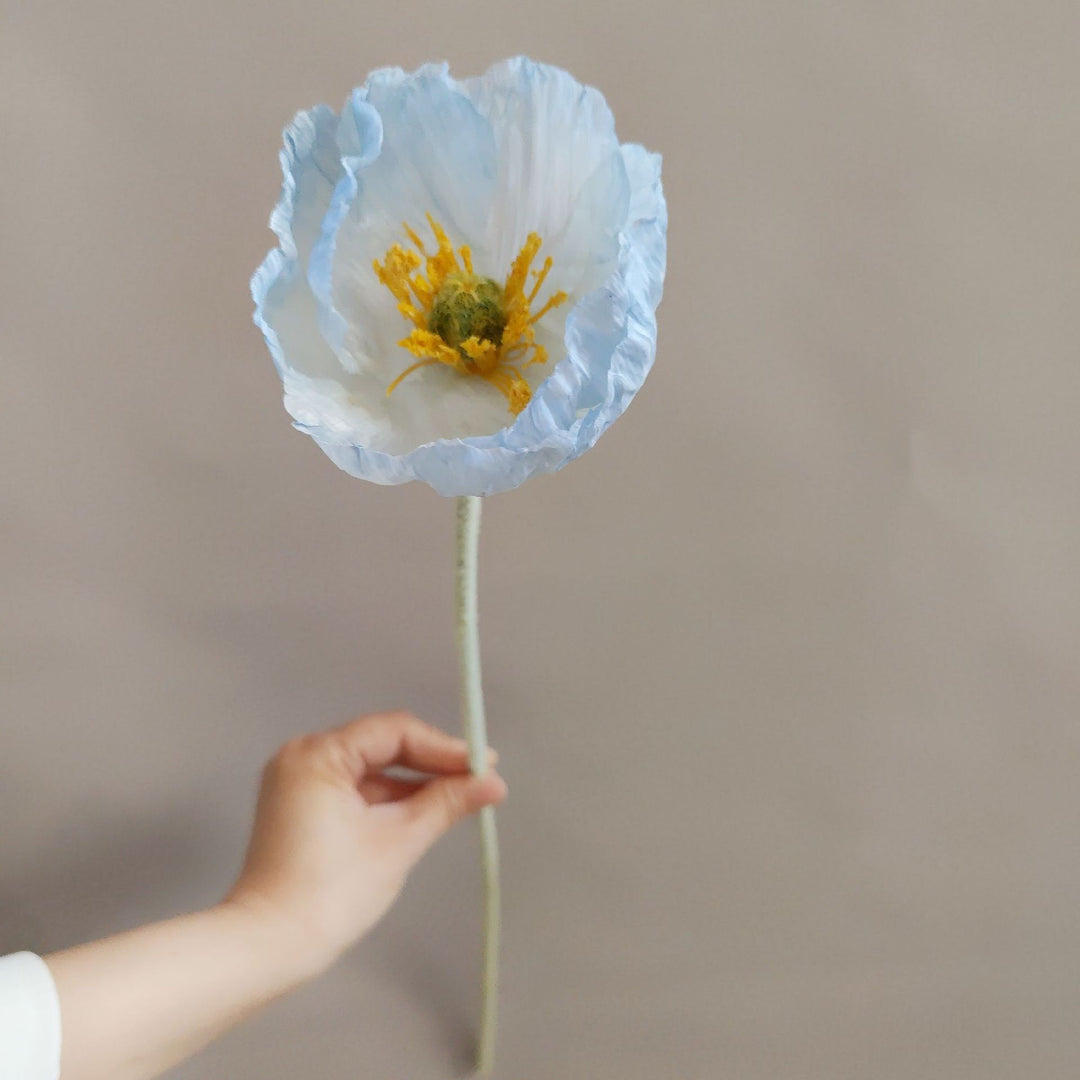 Elegant Faux Poppy Flower Stem