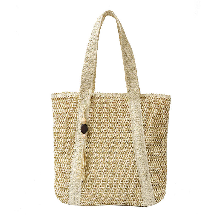 Handwoven Straw Beach Tote Bag