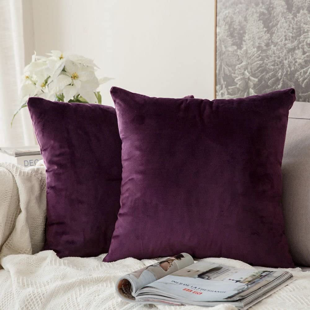 Plush Velvet Lumbar and Square Throw Pillow Covers