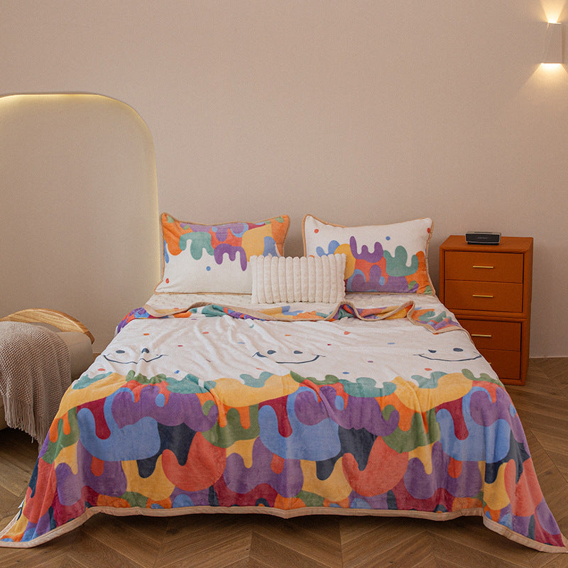Plush Floral Bedspread and Pillowcase Set