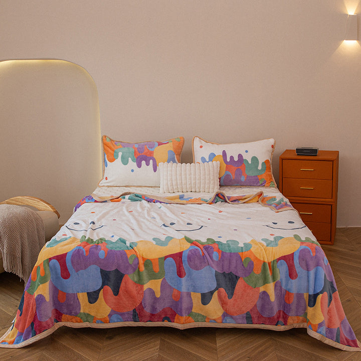 Plush Floral Bedspread and Pillowcase Set