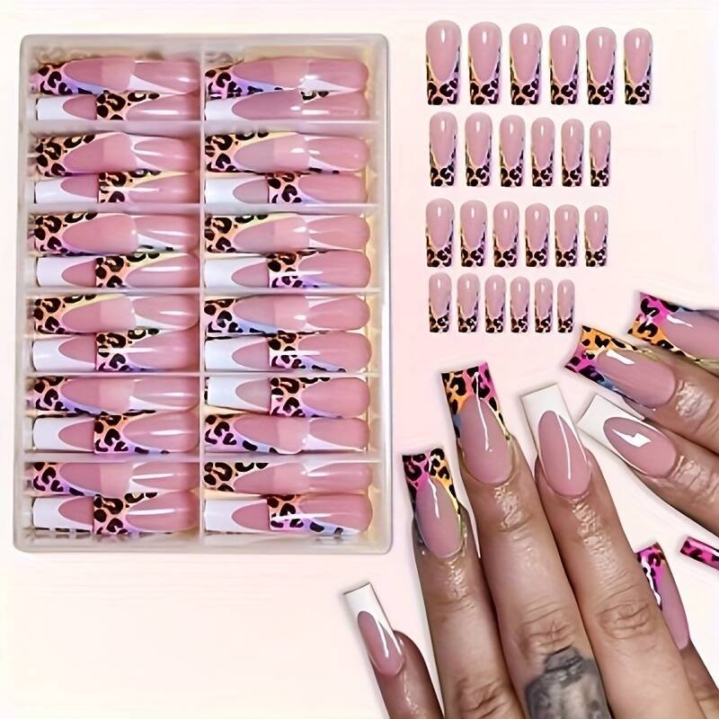 Stylish Press-On Nail Set with Leopard Design Stornfield