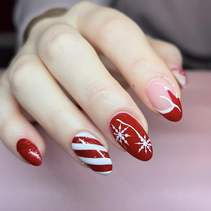 Festive Holiday-Themed Stiletto Nail Art Set Stornfield