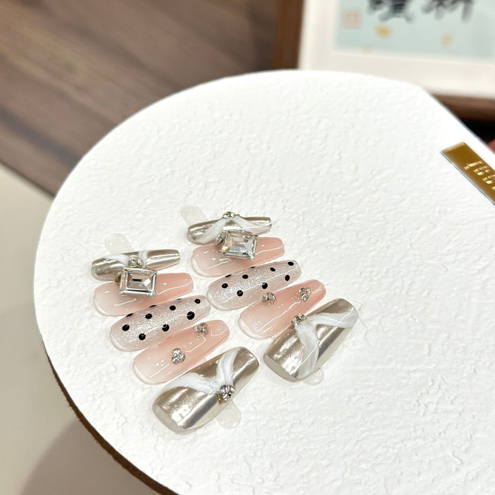 Elegant Decorative Rhinestone Press-On Nail Set