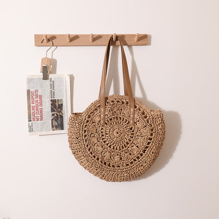 Handmade macrame tote bag with leather handles Stornfield