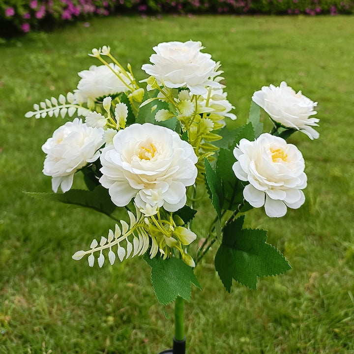 Realistic Artificial Peony Bouquet Solar Garden Stake With Dusk-To-Dawn LED And Adjustable Stem Stornfield