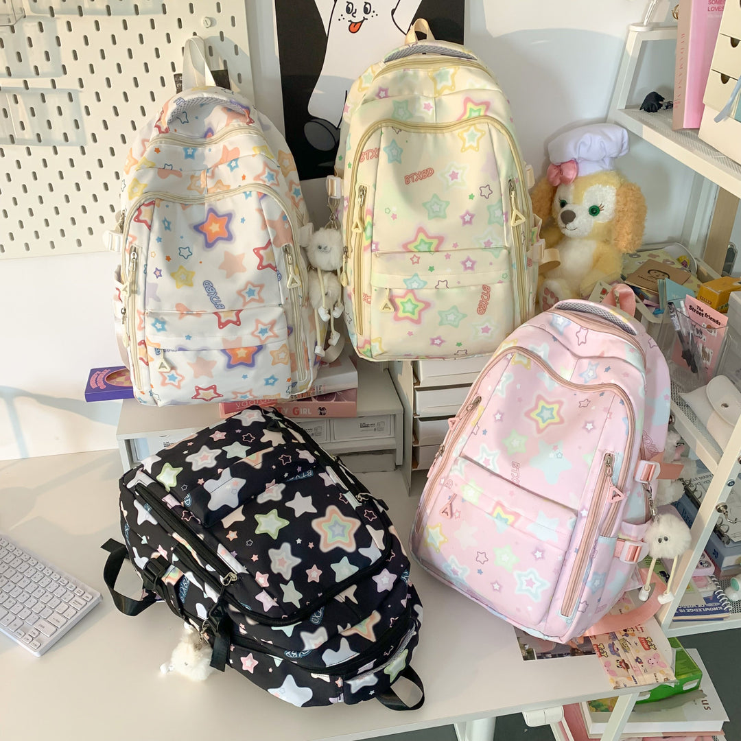Backpack with Colorful Star Motif and Multifunctional Compartments Stornfield