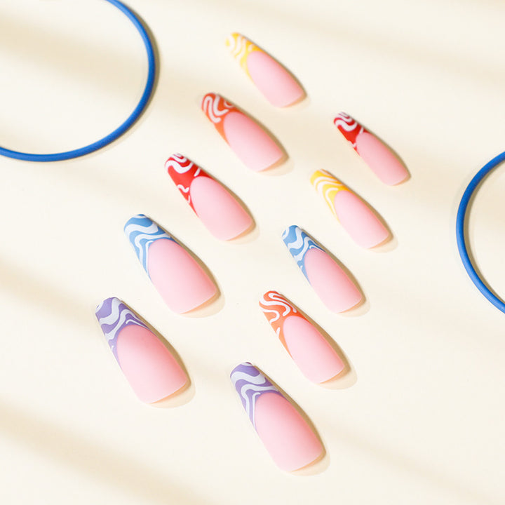 Artful Nail Extensions with Modern Color Pattern Stornfield