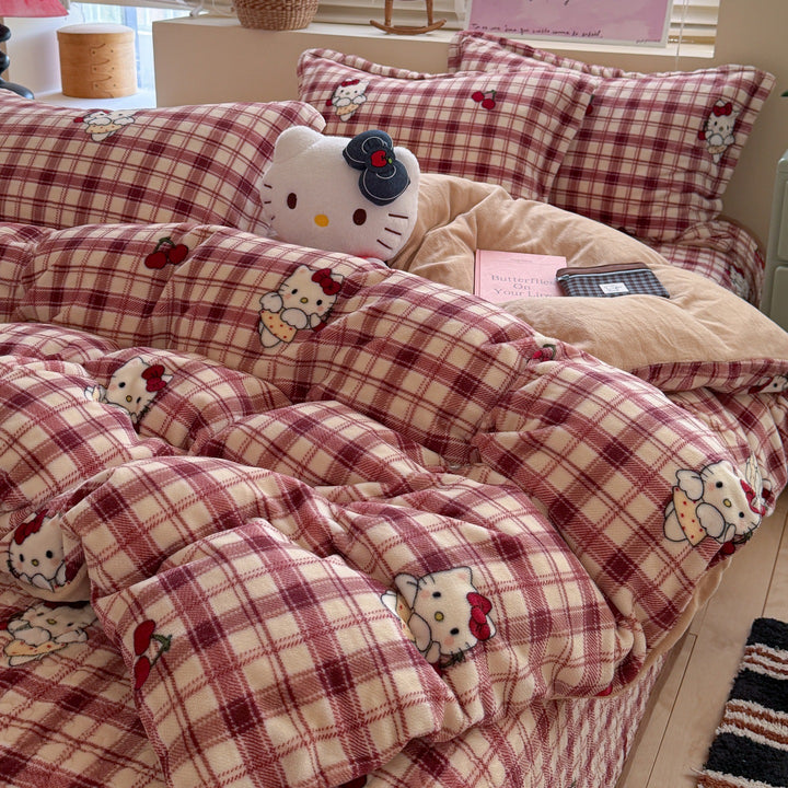Plush Teddy-Print Reversible Comforter Set