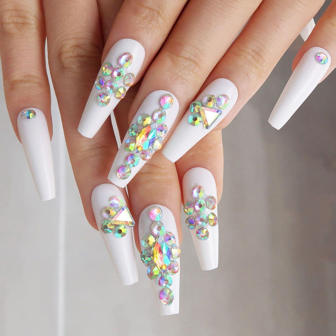 Long Stiletto Press-On Nails with Rhinestone Accents Stornfield