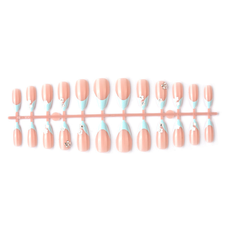 Floral Accent Press-On Nail Set with Gem Details Stornfield
