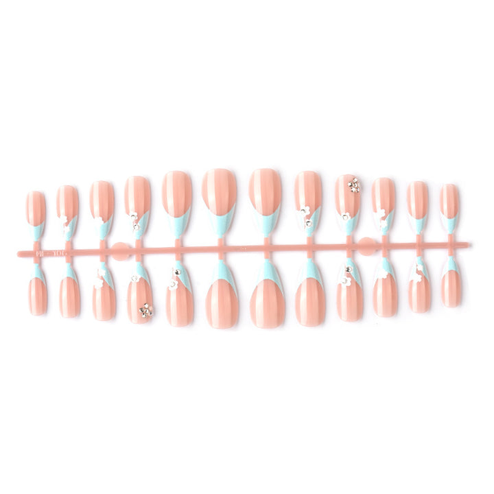 Floral Accent Press-On Nail Set with Gem Details Stornfield