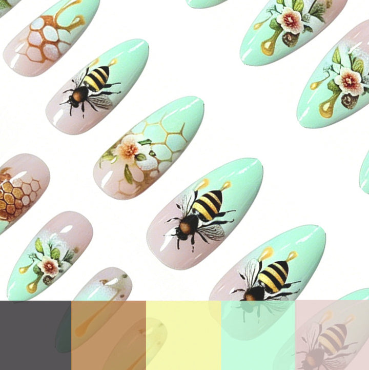 Honeycomb Floral Acrylic Nail Art Stornfield