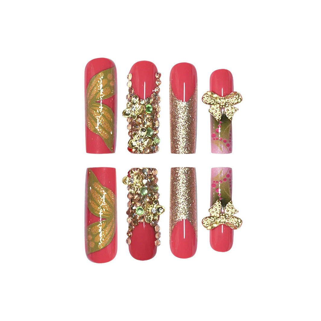 Artistic Floral Press-On Nail Set Stornfield