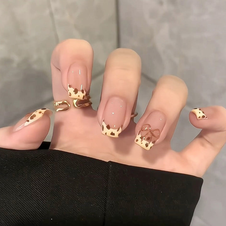 Artistic Acrylic Press-On Nails with Decorative Bow Accents Stornfield