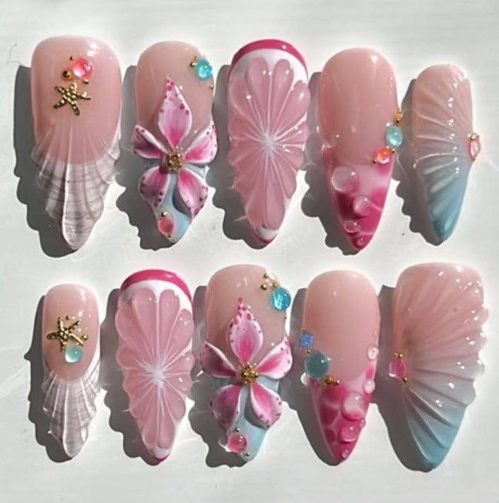 Artificial nail set with floral and cheerful design Stornfield