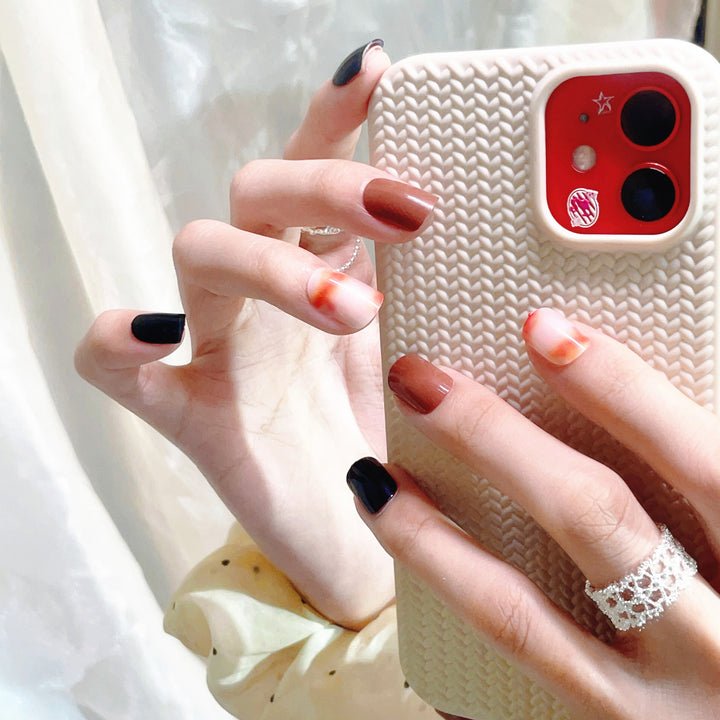 Elegant Press-On Nail Set with Abstract Designs
