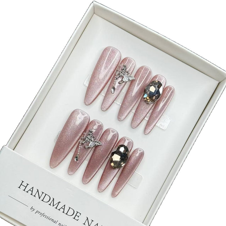 Handmade Glittering Stiletto Press-On Nails