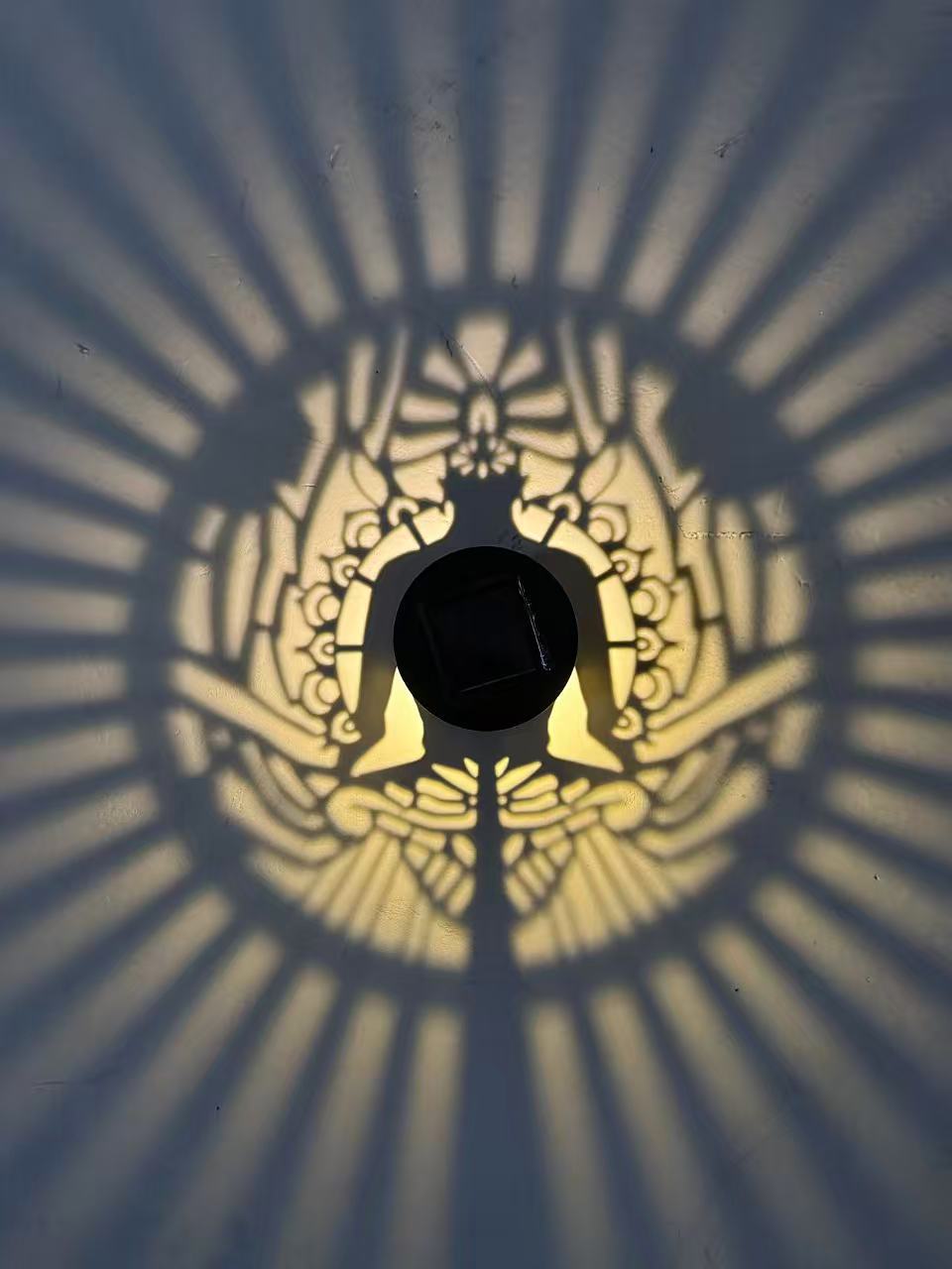 Outdoor Mandala Solar Projection Wall Lights With Patterned Metal Casing And Automatic Dusk-To-Dawn Sensor Stornfield