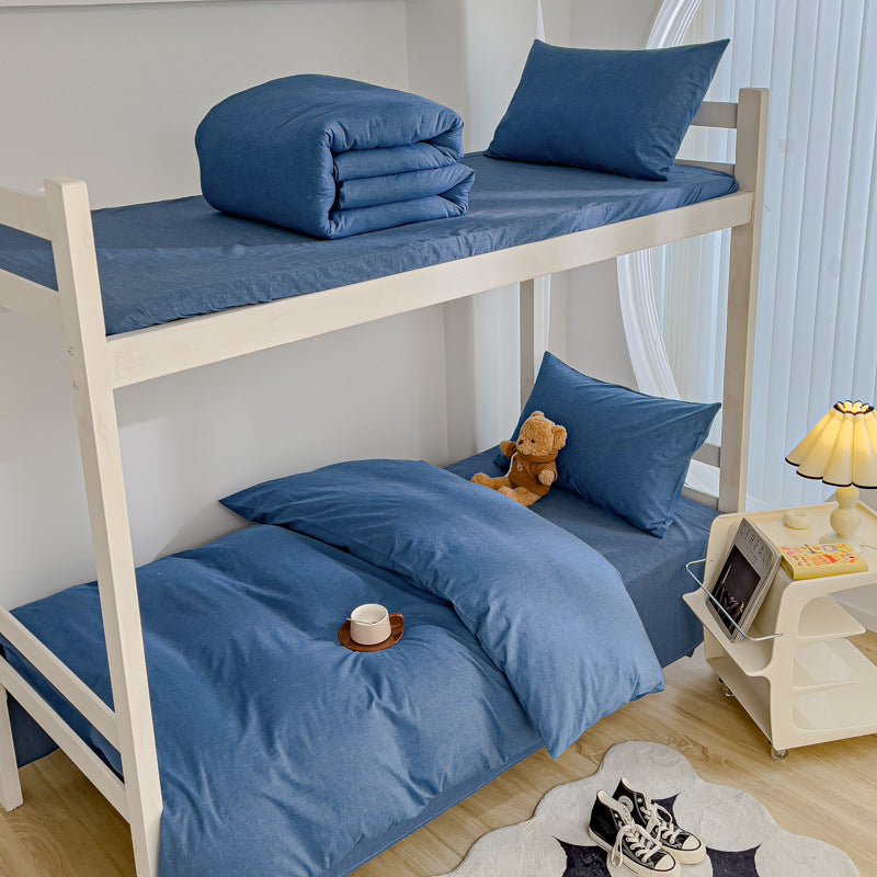 Lightweight Cotton Bunk-Bed Bedding Set with Duvet Cover Pillowcase and Fitted Sheet
