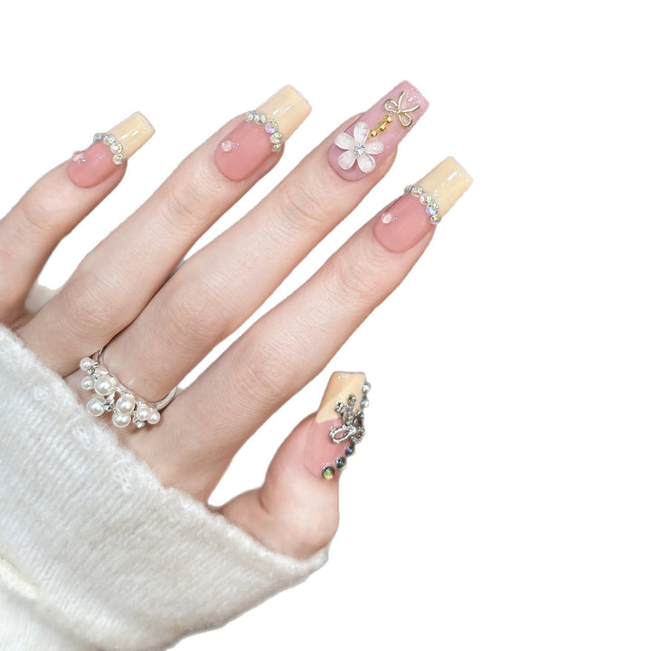 Decorative Nail Art Tips with Rhinestone Accents
