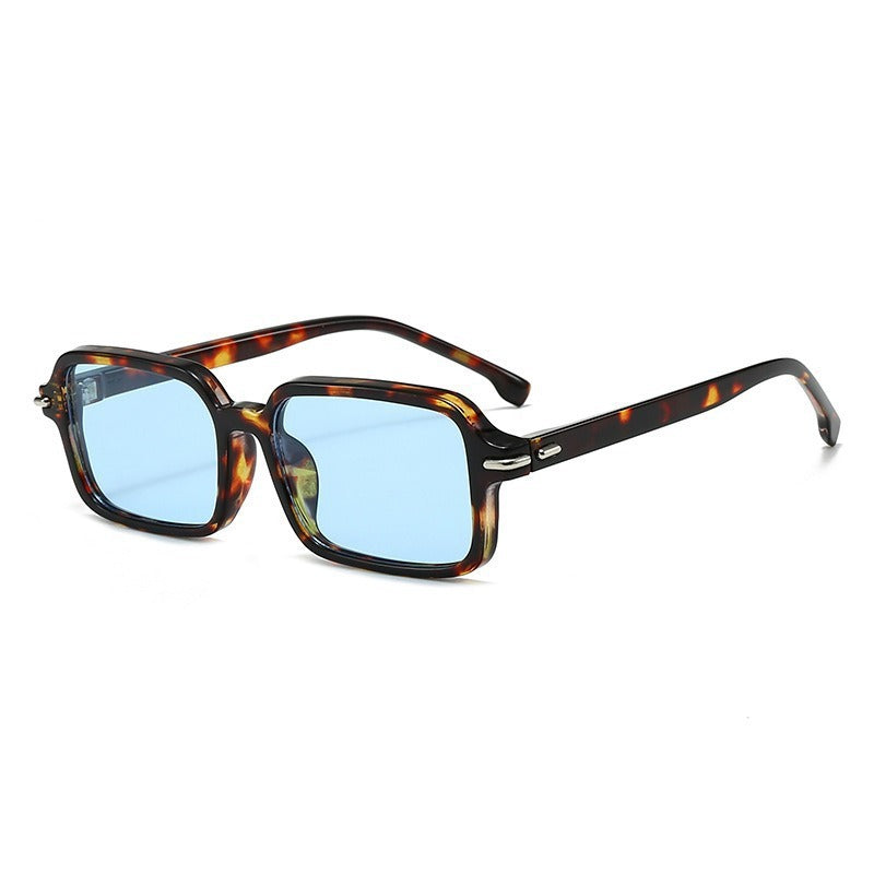 Women's fashionable square sunglasses with stylish plastic frame and blue lenses Stornfield