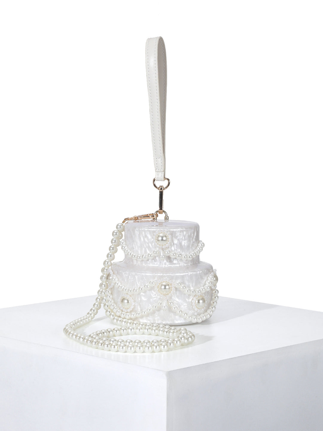 Pearl-Embellished Evening Wristlet