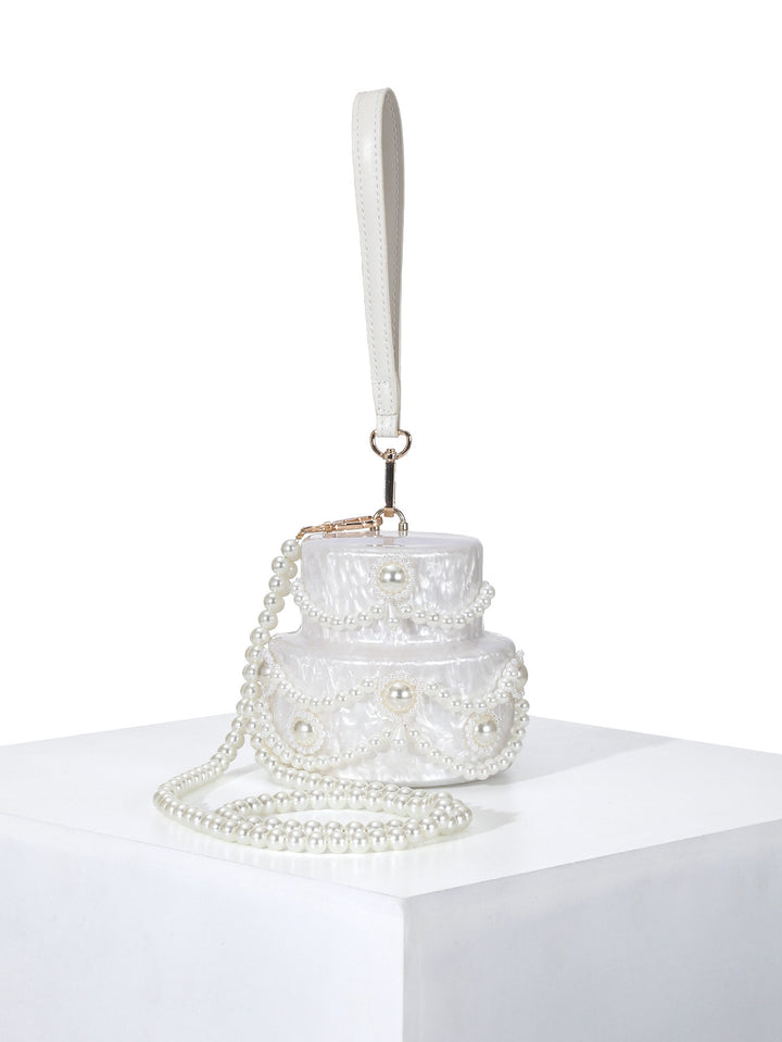 Pearl-Embellished Evening Wristlet