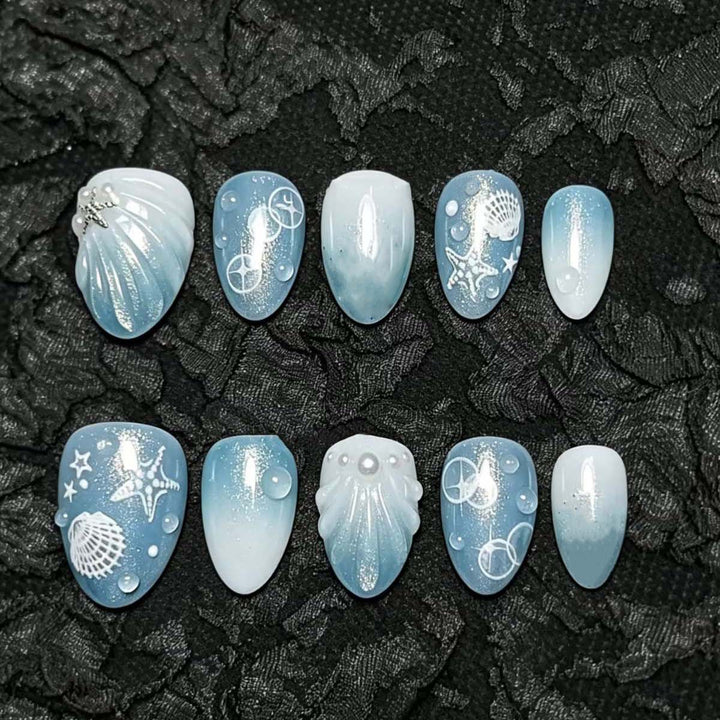 Artistic Ocean-Inspired Press-On Nail Set Stornfield