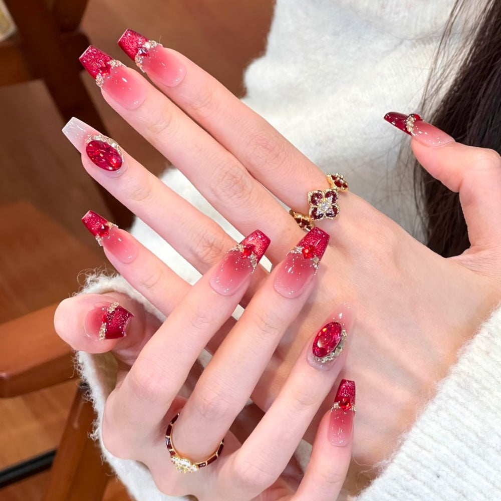 Glamorous Press-On Nail Art Set with Rhinestone Accents Stornfield