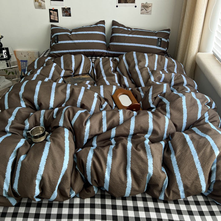 Premium Plaid Cotton Comforter Set