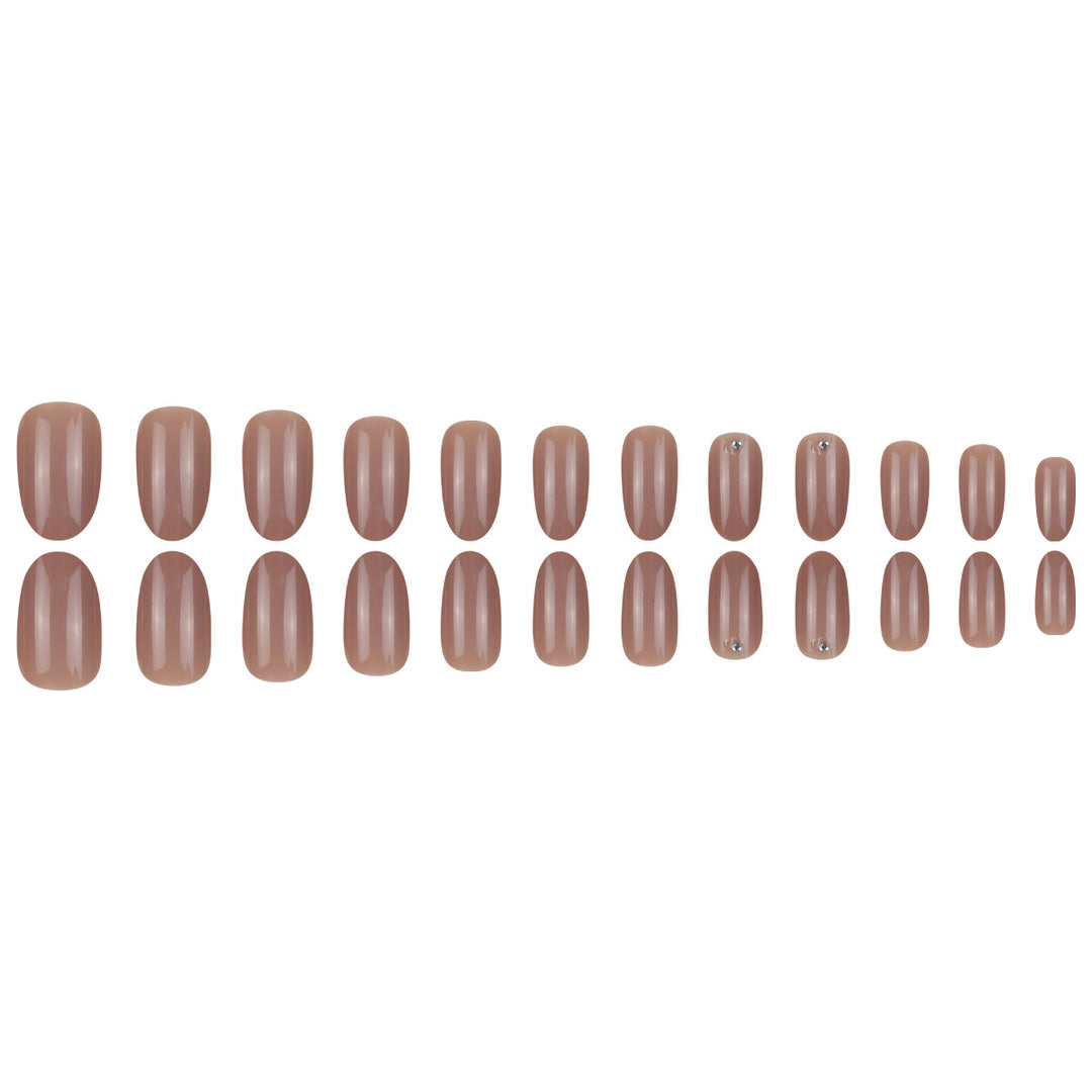 Elegant Almond-Shaped Press-On Nails with Rhinestone Accents Stornfield